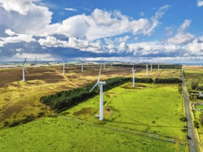 Wind Farm from a drone in southeast Scotland, UK
