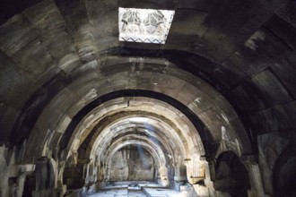 Stone vault with light opening and strong light-shadow effect, Orbelian Caravanserai, Selim
