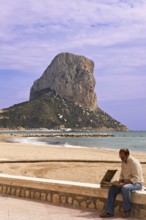 Painter, artist, peninsula, Penón de Ifach, Playa Arenal, Mediterranean Sea, bay, sight, Calpe