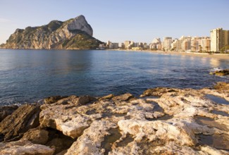 Rock, Playa La Fossa-Levante, rock, Penon de Ifach, landmark, coast, city skyline, skyscrapers,