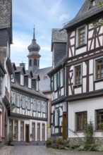 Narrow alley in the old town centre of Eltville, Rheingau, Hesse, Germany