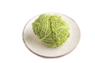 Green lettuce isolated on white background. Side view. healthy food, vegetable, minimalism