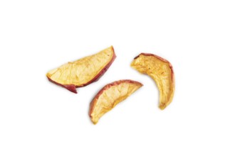 Dried Apples isolated on white background. Top view, close up, flat lay. healthy food, minimalism.