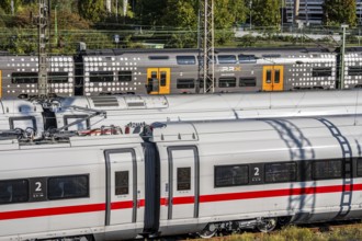 ICE trains on the railway line, RRX, Rhine-Ruhr-Express, regional train, north of Düsseldorf main