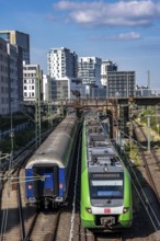 Wehrhahn station, railway line in Düsseldorf, along Toulouser Allee, residential area, office