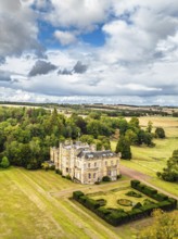 Oxenfoord Castle from a drone, Midlothian, Scotland, UK
