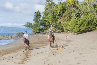 Horseback riding on beach, Drake Bay, Corcovado National Park, Osa Peninsula, Costa Rica