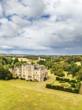 Oxenfoord Castle from a drone, Midlothian, Scotland, UK