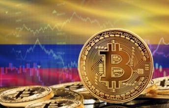 Investors in cryptocurrency and Blockchain Technology in Colombia, Concept. Bitcoin with Colombia