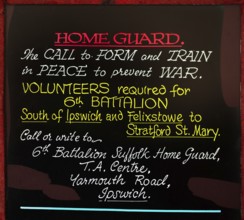 Magic lantern slide used for advertising in cinemas for Home Guard volunteers UK c 1940s or 1950s