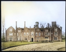 Colourised magic lantern slide of Seckford Hall, near Woodbridge, Suffolk, England, UK c 1910 -