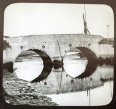 Magic lantern slide of bridge crossing River Deben, Wilford Bridge, Melton, Suffolk, England, UK c