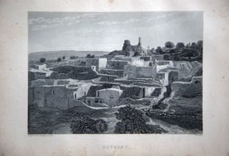 Bethany, Holy Land, engraving engraved R Dawson, Published by William Collins