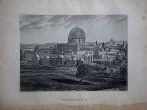 Mosque of Omar, Jerusalem, Holy Land, engraving engraved R Dawson, Published by William Collins