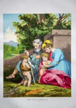 Nineteenth century Victorian Bible story illustration in Chromo-Lithography, The Holy Family