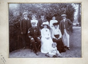 Group portrait in rural setting possibly a marriage group, c 1900 -1920 England