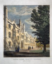 Kings Court, Trinity College, University of Cambridge, England, Uk nineteenth century coloured