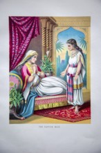 Nineteenth century Victorian Bible story illustration in Chromo-Lithography, The Captive Maid