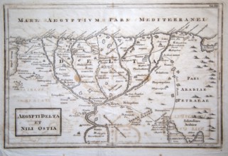 Map of River Nile delta and Mediterranean coast, Egypt 1794 engraved by William Henry Toms