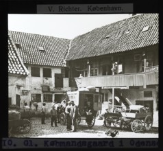 Købmandsgaard, horse and carriage in merchant's yard, Odense, Denmark c 1900 by V Richter