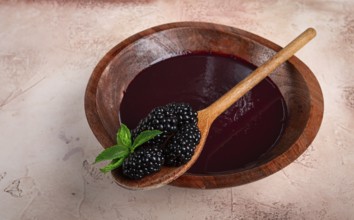 Blackberry sauce, blackberry tkemali, Georgian cuisine, homemade, no people