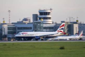 British Airways Airbus A320Neo, beim Start auf dem Flughaben Düsseldorf, DUS, Nordrhein-Westfalen,