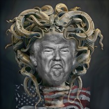 Symbolic image, Trump on a demonic vendetta, persecution of all opponents, autocracy, military