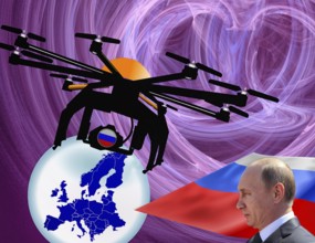 Symbolic image, Putin and Ukraine war, Russian drones over EU, sabotage by Russia, undersea cables,
