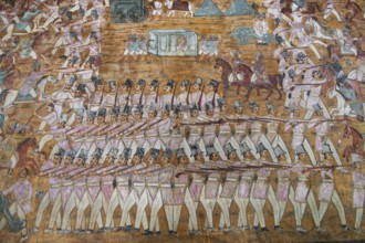 Mural painting in the Daria Daulat Bagh or Tipu Sultan's Summer Palace, Srirangapatna, Karnataka,