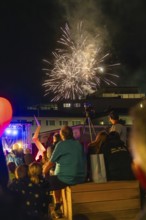 People watching fireworks at night, lively atmosphere, Fire Night, Sindelfingen, Germany