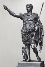 Augustus of Primaporta, historical illustration after the statue, steel engraving