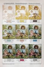Colour plate lithography, chromolithography, structure of printing plates for multicoloured images,