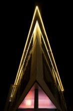 Close-up of a striking building in Hanover Herrenhausen at night, Hanover, Lower Saxony, Germany