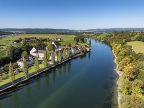 Aerial view of the former convent of the Dominican nuns St Katharinental am Rhein near