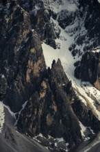 Close-up of mountain peaks of the Sesto Dolomites, Haunold Group, San Candido, Val Pusteria,