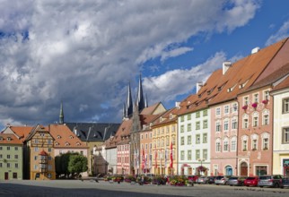 Old town centre and town hall in Baroque style, Stöckl, protected cultural monument, market square,