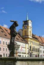 Old town centre with baroque town hall, protected cultural monument, Hercules fountain, Hercules