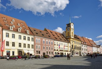 Old town centre and town hall in Baroque style, protected cultural monument, market square, Cheb,