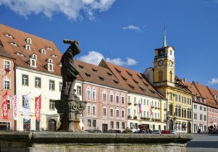 Old town centre with baroque town hall, protected cultural monument, Hercules fountain, Hercules