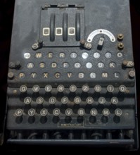 WW2 German three-rotor Enigma cipher machine for encoding top-secret military messages, used by