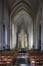 Altar of the 19th century Gothic Revival Saint Martin church in the village Beauraing, province of