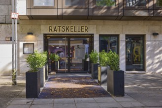 Restaurant Ratskeller, entrance, building, facade, pedestrian zone, market square, Stuttgart, state