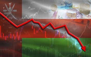 Oman financial fall on economy market. Oman financial crisis on economic graph