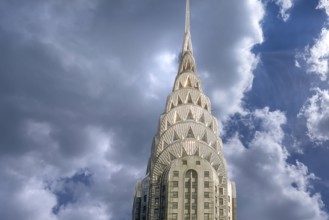 Spire of the Crysler Building, built in Art Deco style in 1928, New York City, USA