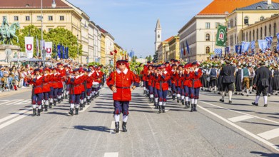 Marching band of the Teisnach volunteer fire brigade in Lower Bavaria, traditional traditional