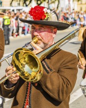 Trumpeters of the Bundesmusikkapelle Söll, from Söll in Tyrol, Trachten- und Schützenzug,