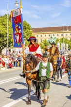 Flag bearer on the horse of the fanfare procession Graf Toerring from Gernlinden, Trachten- und