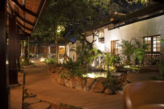 Indian garden restaurant in the evening, Begaluru or Bangalore, Karnataka, India