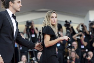 Venice, Italy - 2 September 2025: Rory St. Clair Gainer, Rebecca Ferguson during the Red Carpet of