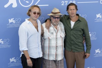 Venice, Italy - 3 September 2025: Olmo Schnabel, Julian Schnabel, Vito Schnabel during the Photo